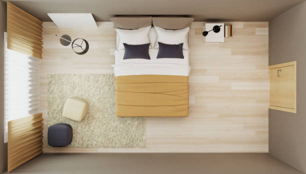 istock Bedroom design in warm tones. 3D rendering. 666276544