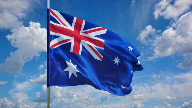 istock Australian flag in the sky. 3D rendering 666279906