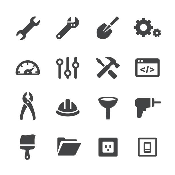 Tools and Settings Icons Set - Acme Series Tools and Settings Icons contracting stock illustrations