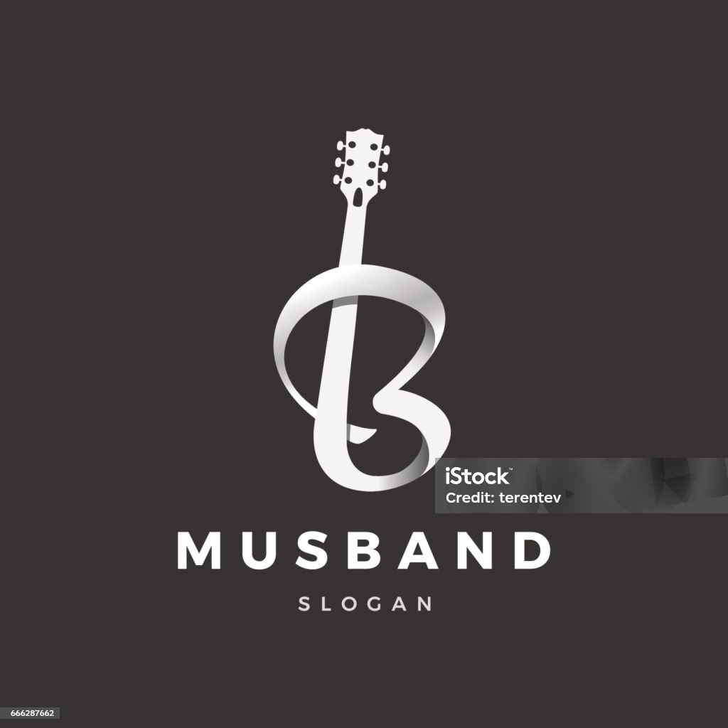 musband logo Guitar logo, with the transition to the letter (B) Logo stock vector