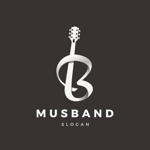 musband logo Guitar logo, with the transition to the letter (B) string instrument stock illustrations