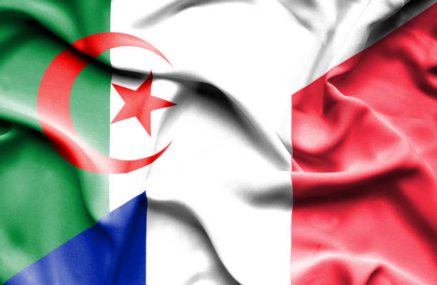bandeira da frança e da argélia - algerian currency - fotografias e filmes do acervo