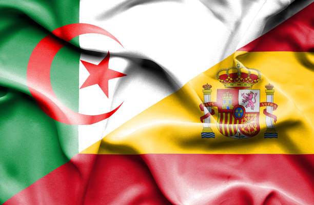istock Waving flag of Spain and Algeria 666300844