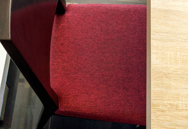 istock Red chair seat and a light table. 666301684