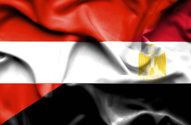 istock Waving flag of Egypt and Austria 666301842
