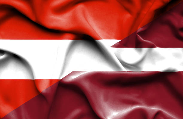 istock Waving flag of Latvia and Austria 666302028