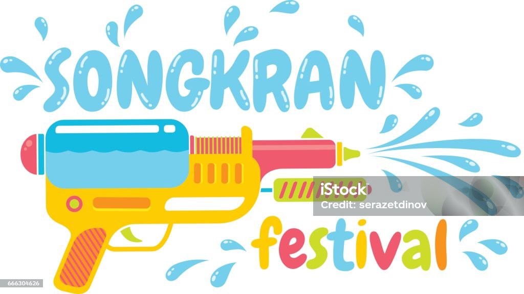 Logo for water festival Vector logo gun for Songkran festival in Thailand. Logo for water festival with gun. Squirt Gun stock vector