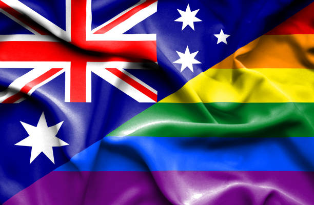 istock Waving flag of Pride and Australia 666304888