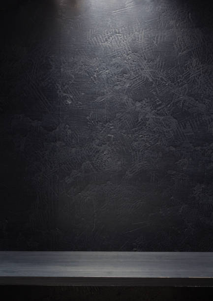 istock wooden shelf at wall background 666326138