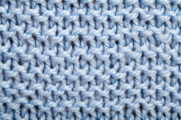 istock The texture of a blue knitted woolen fabric 666332530