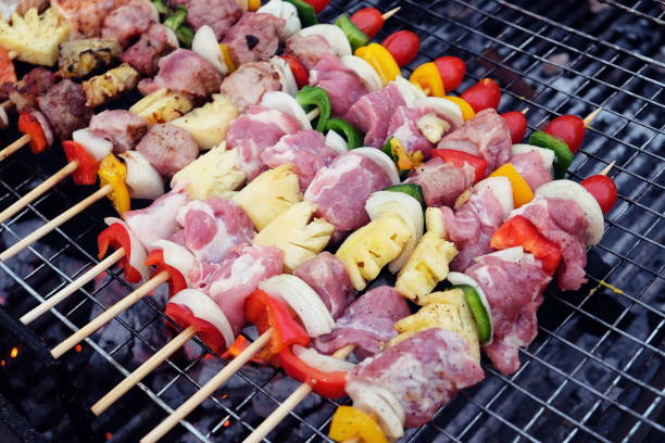 Bar-B-Q,Barbeque Grill Street Food en Tailandia - foto de stock