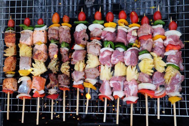 Bar-B-Q,Barbeque Grill Street Food en Tailandia - foto de stock