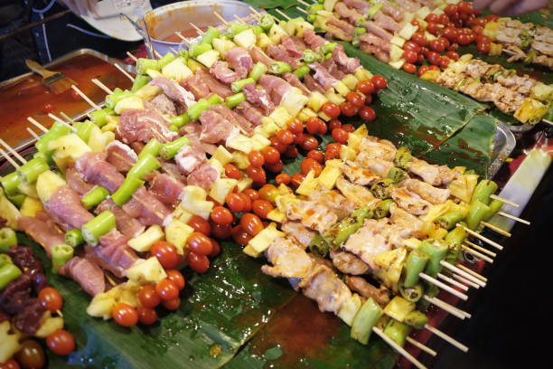 Bar-B-Q,Barbeque Grill Street Food en Tailandia - foto de stock