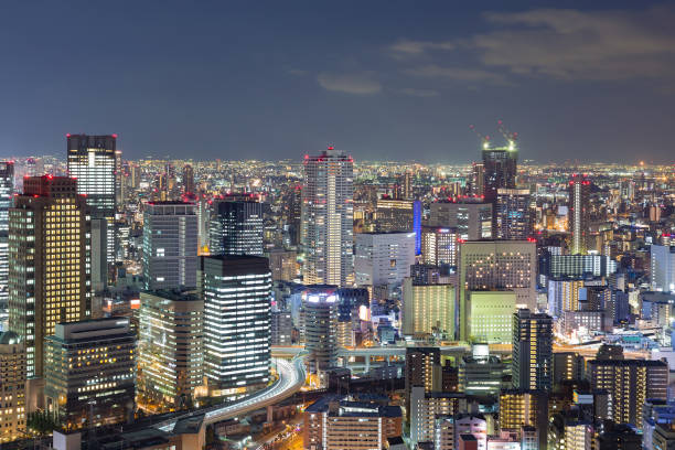 istock Twilight, Osaka city office building business downtown 666347420