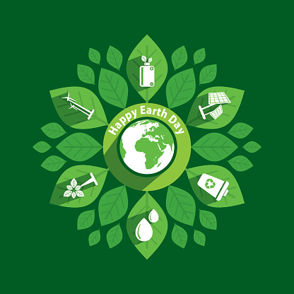 earth day poster, using green natural or renwmable energy generator concept design