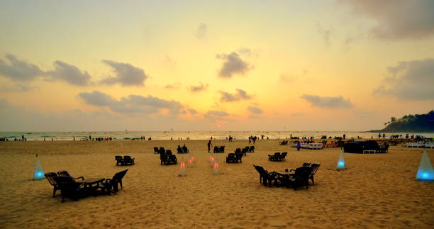 istock Sunset at Baga beach in Goa 666350180