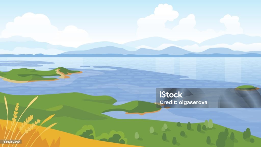 Summer landscape with sea and mountains Summer landscape with sea and mountains vector illustration Sea stock vector