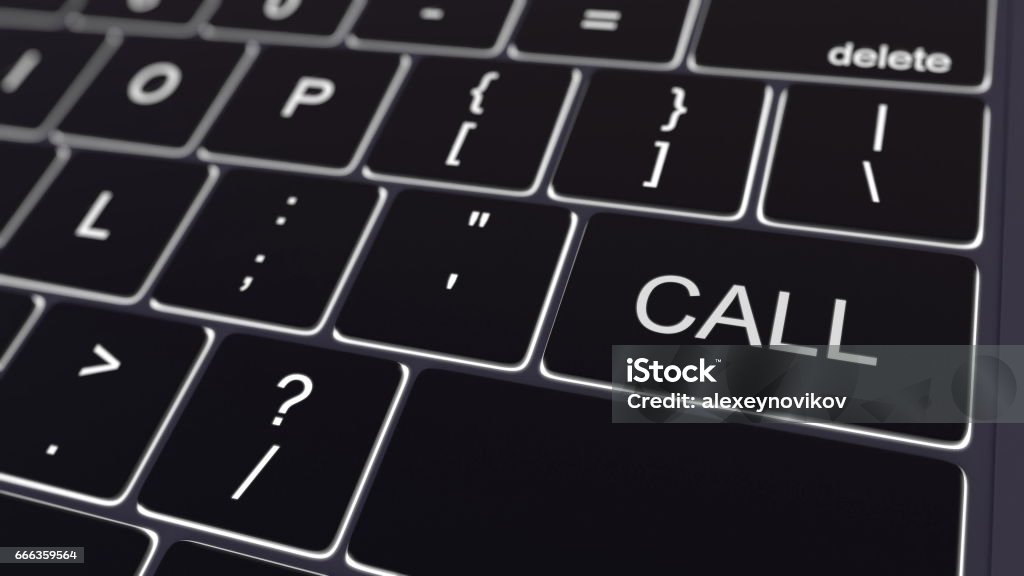 Call Key Sound Black Computer Keyboard And Glowing Call Key Conceptual 3d Rendering ...