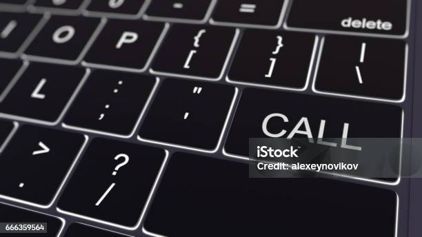 Call Key Sound Black Computer Keyboard And Glowing Call Key Conceptual 3d Rendering ...