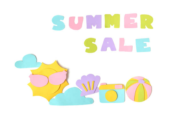 istock Summer sale paper cut on white background - isolated 666359896