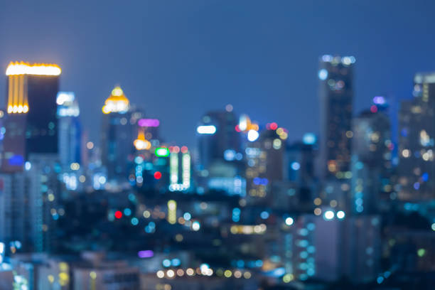 istock Night view city office building downtown 666362534