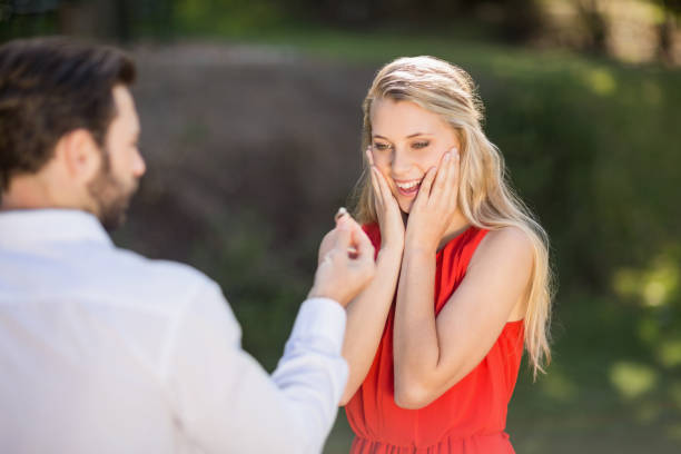 istock Woman surprised after seeing the ring 666367038