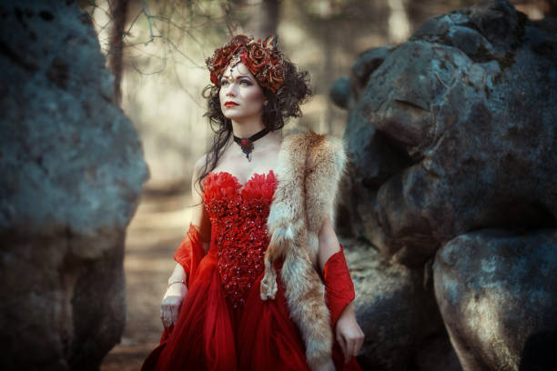 istock Fairy-tale image of a girl in the forest 666368502