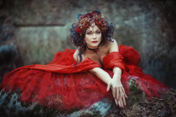 istock Fairy-tale image of a girl in the forest 666368542