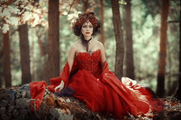 istock Fairy-tale image of a girl in the forest 666368552