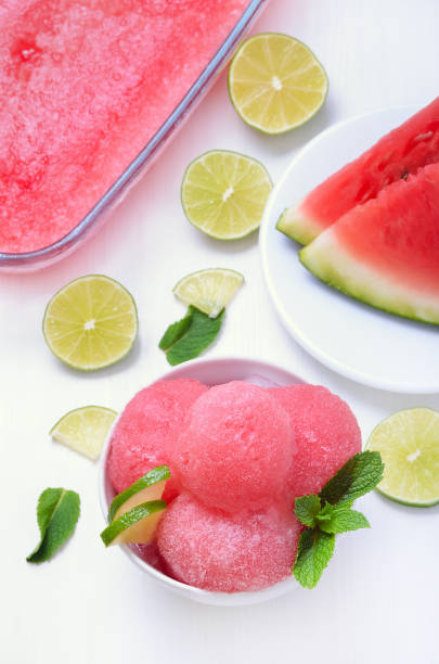 istock Scoop of watermelon sorbet 666370144
