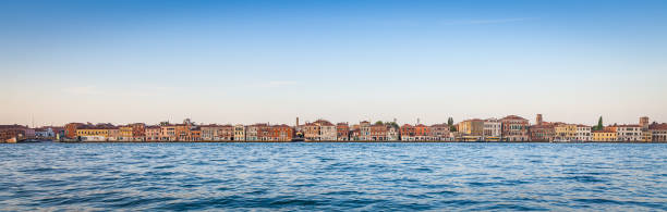 Venice waterfront from Zattere Unusual view at sunrise of Venice, Italy. Copy space. florence italy airport stock pictures, royalty-free photos & images