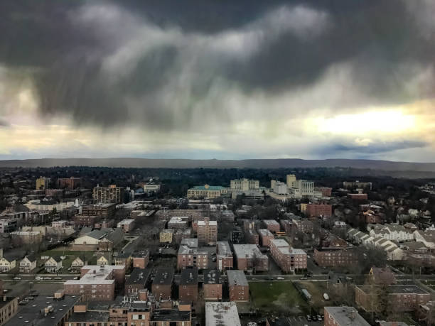istock Majestic clouds above the city 666373052