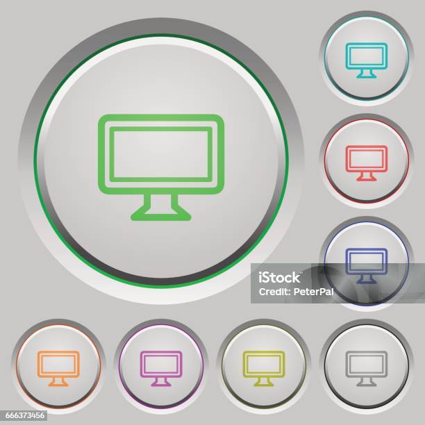 Monitor Push Buttons Stock Illustration - Download Image Now - Applying ...