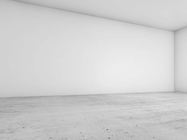 istock Corner of white walls and concrete floor 666376734