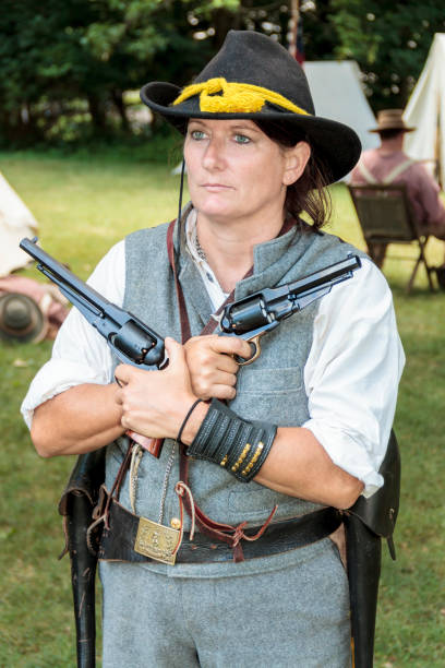 istock Female American Civil War Confederate Cavalry Reenactor 666379272