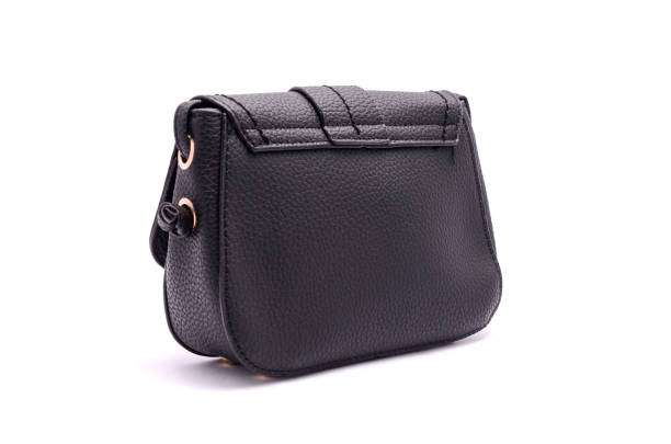 istock Black leather clutch isolated on white 666379448