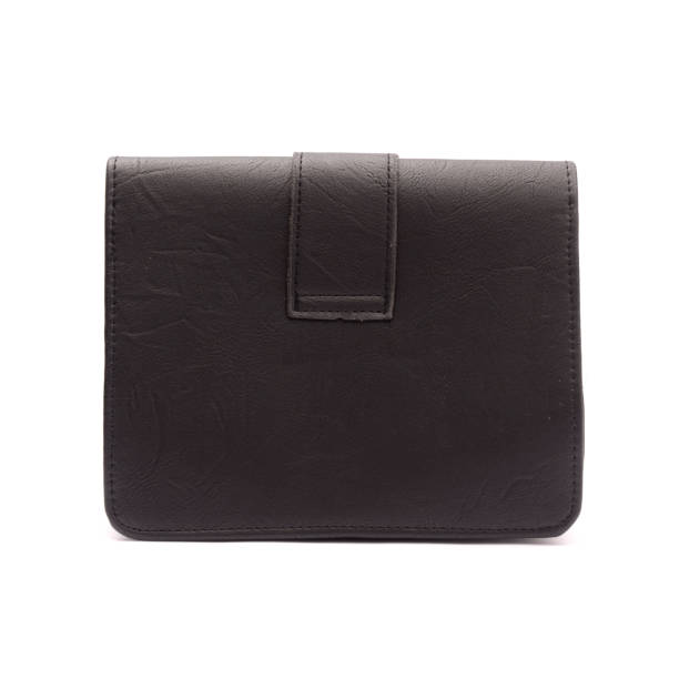 istock Black leather clutch isolated on white 666379454