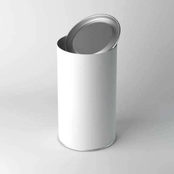 istock Mockup of white Blank Tin can packaging with open lid, cover 666382928