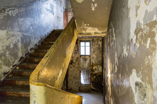 istock The staircase in the ruined house 666386050