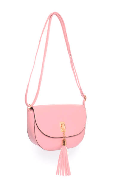 istock Pink leather clutch isolated on white 666386752