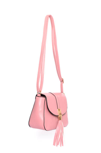 istock Pink leather clutch isolated on white 666386808