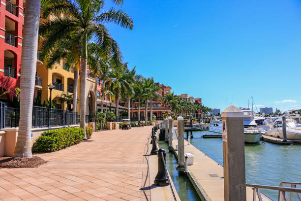 The waterfront along Smokehouse Bay on Marco island in Florida The waterfront along Smokehouse Bay on Marco island in Florida marco island stock pictures, royalty-free photos & images