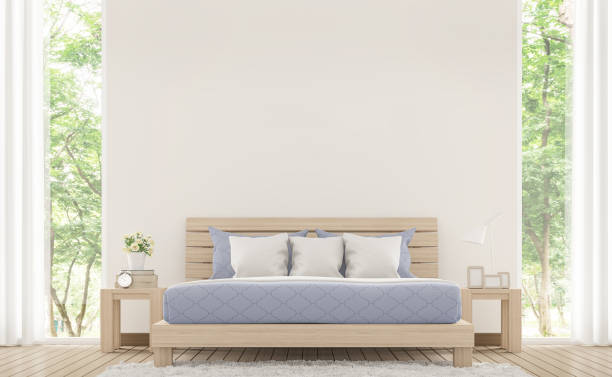 istock Modern white bed room with pastel furniture 3d rendering image 666394950