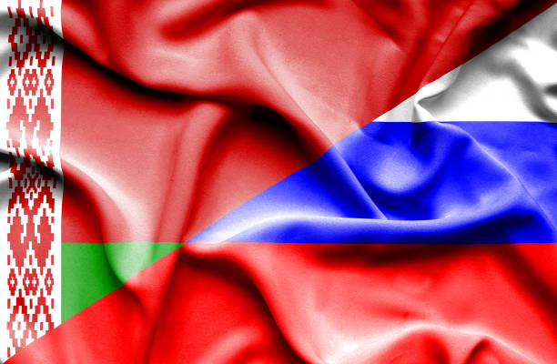 illustrazioni stock, clip art, cartoni animati e icone di tendenza di bandiera di russia e bielorussia - bielorussia