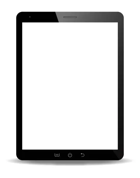 A realistic tablet screen isolated on a white background