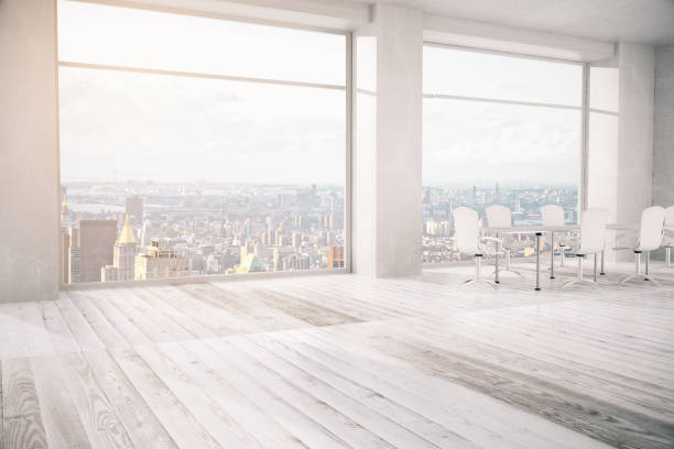 istock Meeting room with city view 666467672