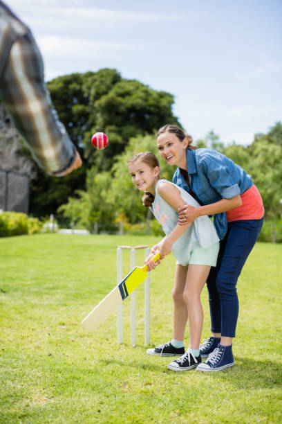 istock Family playing cricket in park 666467808