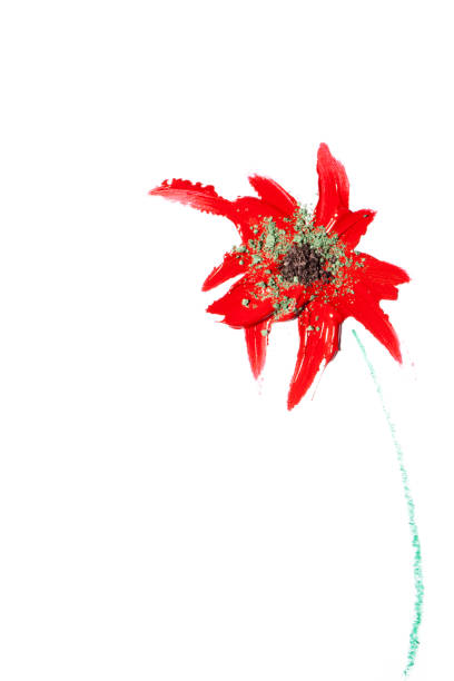istock Red flower painted with lipstick. 666468212
