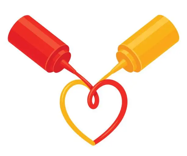 Vector illustration of Ketchup and mustard love