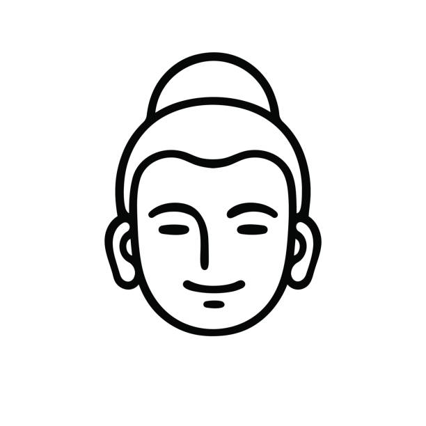 ilustrações, clipart, desenhos animados e ícones de cabeça de buda - sculpture contemporary buddha sparse